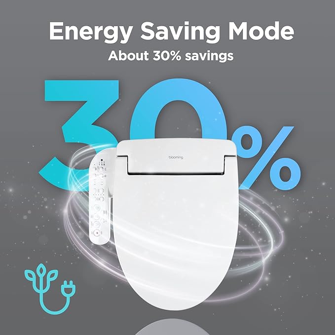 Blooming NB-1360E Bidet Toilet Seat, Warm Water with Stainless Steel Nozzle, Warm Air Dryer, Heated Toilet Seat, Sittable Lid, Nightlight, Fits Elongated Toilets, White (Elongated)