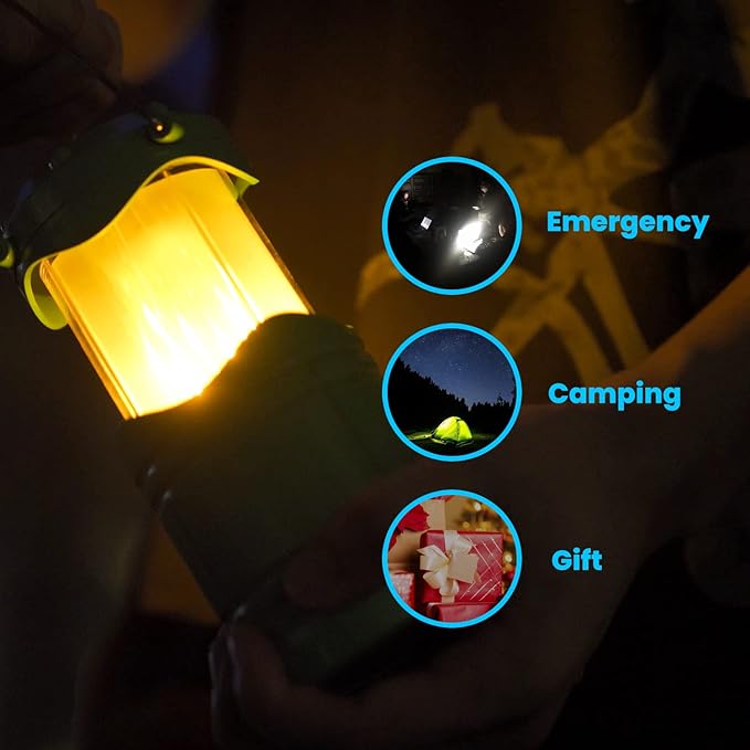 Lichamp 4 Pack LED Camping Lanterns, Collapsible Flameless Candles Tea Lights, Portable Battery Powered Camping Lights Emergency Supplies Kit, Dark Gray