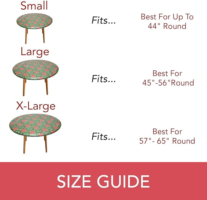 Violet Linen Holly and Ribbons Elastic Round Table Cover, Large