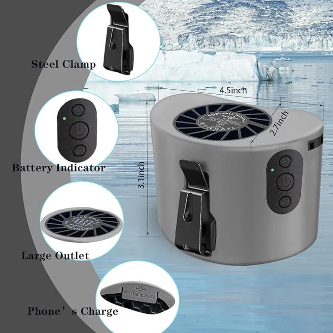 CAZOKASI 2024 Newest Portable Waist Clip Fan 10000mAh Powerful Personal Wearable Fan 10 Stepless Wind 8-24Hours(Grey)