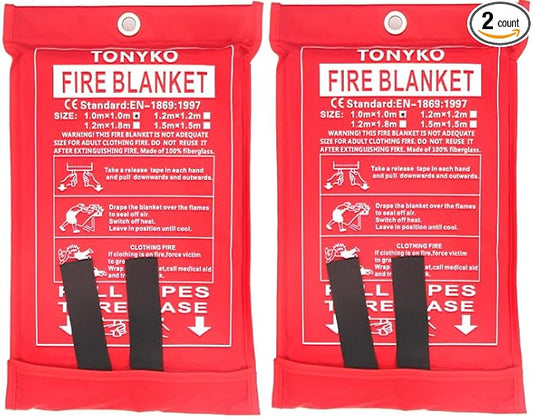 TONYKO Emergency Fire Blankets, Flame Retardant Protection and Heat Insulation Designed for Kitchen,Fireplace,Grill,Car,Camping