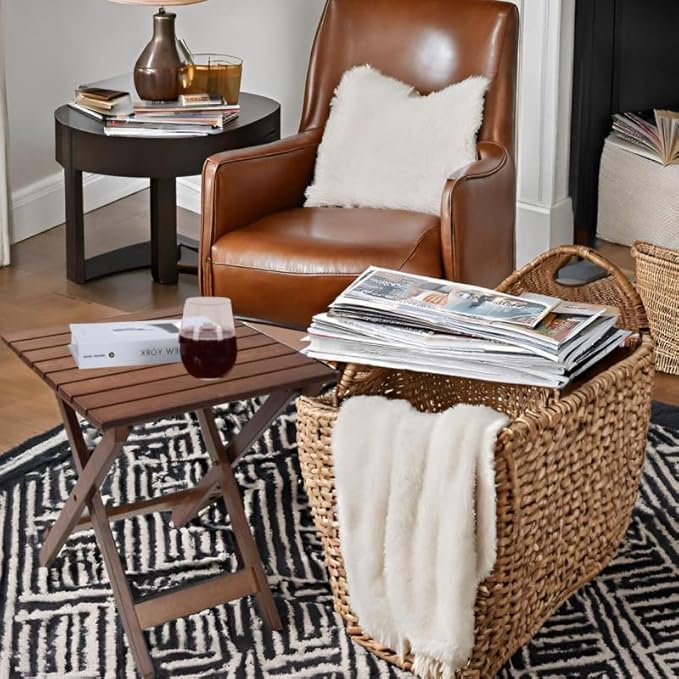 Outdoor Patio Side Table Small Wood End Square Table Folding Coffee Furniture for Living Room, Bedroom, Plant Stand, Camping Portable Brown