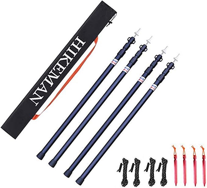 HIKEMAN Tent Poles Camping Poles for Tarp Awning Canopy Porch Sun Sails Tarpaulin Headroom Aluminium Adjustable Telescoping