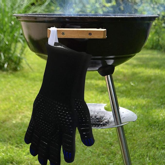 Oven Gloves BBQ Grill Gloves 1472°F Extreme Heat Resistant Oven Mitts for Cooking, Grilling, Kitchen, Smoker Baking, Barbecue, Fireplace, Welding, Cutting (13.8inch, Black Gloves)