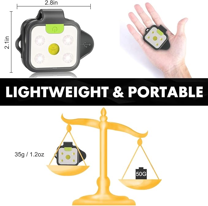 Running Light, 2Pack Reflective Safety-Light for Runners, Rechargeable LED Light, Clip On Running Lights with Runners and Joggers for Camping, Hiking, Running, Outdoor Adventure (Black)