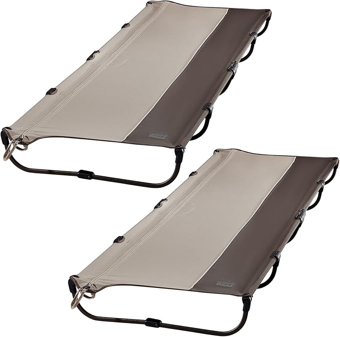 TIMBER RIDGE Lightweight Aluminum Camping Cot, 20-Second Quick Set-Up Folding Cot with Zipper Closure, Portable Carry Bag Included for Camping, Travel and Outdoors, Support up to 225lbs, Tan 2pcs