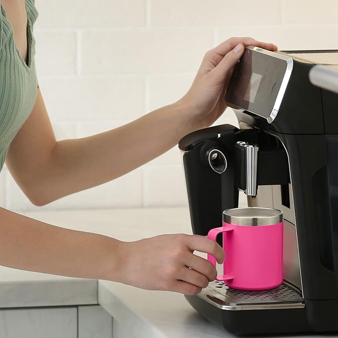 ALOUFEA 12oz Insulated Coffee Mug Cup with Handle, Stainless Steel Travel Coffee Mug with Flip Lid, Double Wall Vacuum Coffee Tumbler, Navy