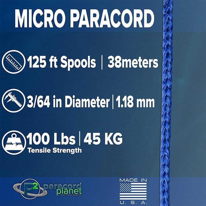 Paracord Planet Micro Paracord – Thin Braided Cord for Crafting, Fishing, and DIY Projects in 125 ft Spools – Goldenrod