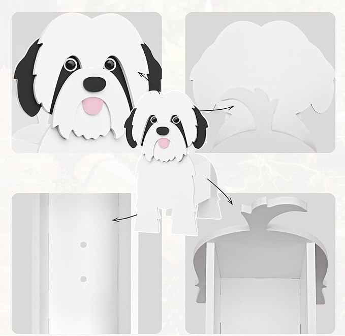 Shih Tzu Dog Planter, Pet Shape Garden Pots Plant Pots for Indoor/Outdoor Gardens Decoration, Cute, Surprise Gifts/Souvenirs for Pet Lovers (Black)