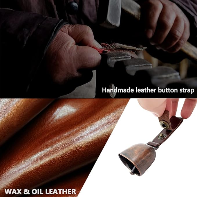 kcrygogo Loud Bear Bells with Leather Button Strap and Emergency Whistle for Survival, Hiking, Biking, Fishing, Climbing（2sets