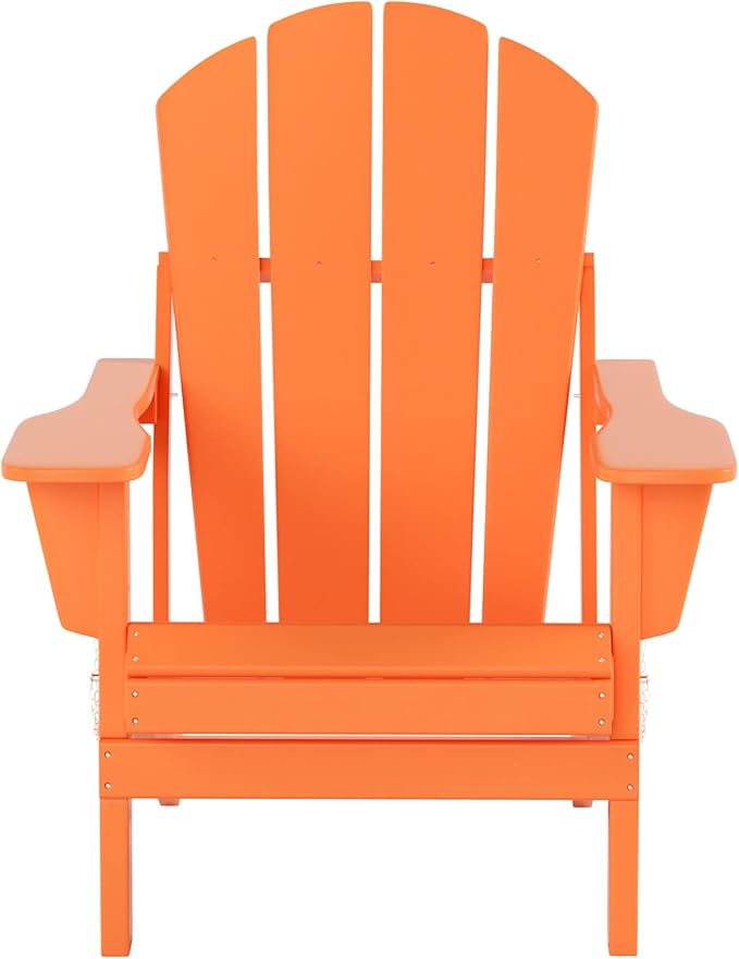 WestinTrends Malibu Malibu Outdoor Folding Poly Adirondack Chair (Set of 8), Orange