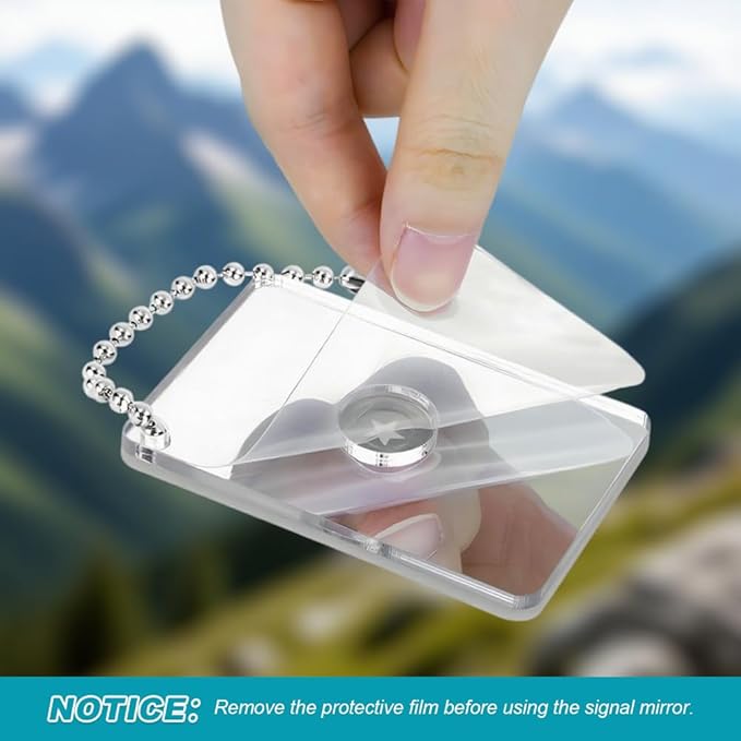 Military Grade Survival Signal Mirror, 2Pcs Heliograph Rescue Signaling Mirror for Hiking, Boating, Camping & Emergency