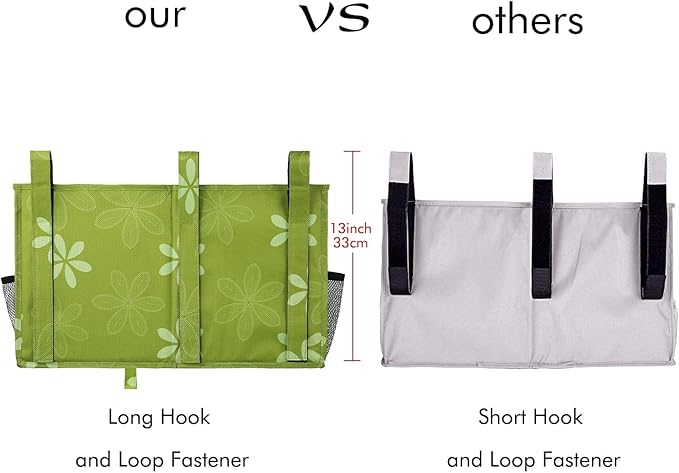 Surblue Caddy Hanging Organizer Bedside Storage Bag for Bunk and Hospital Beds, Flower, L