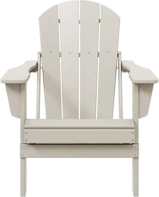WestinTrends Malibu HDPE Outdoor Patio Folding Poly Adirondack Chair, Sand