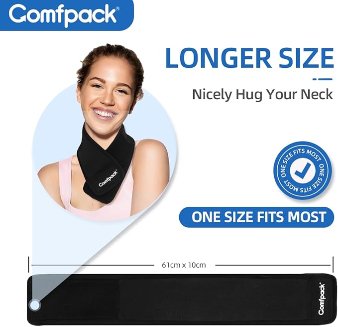 Neck Ice Pack Wrap, Cold Compress Ice Packs for Neck Pain Relief, Flexible Cold Pack for Injuries, Sore, Hot Weather, Hot Flashes, Tonsillectomy, Thyroidectomy Surgery