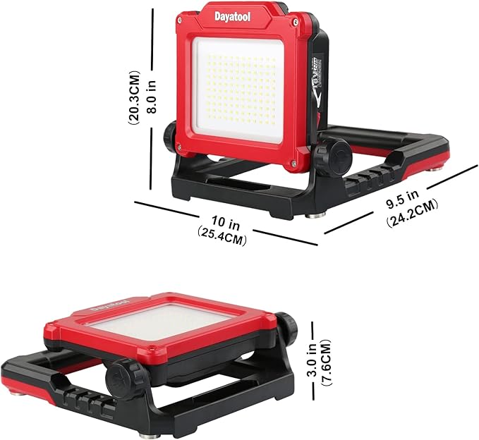 4000Lumens Work Flood Light Cordless Rechargeable Portable Led Work Lights for Automotive, Compatible for Milwaukee 18v m18, Dewalt 20v Lithium Tool Battery and Makita Battery,Red
