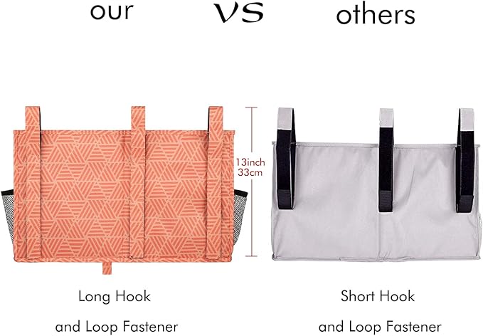 Surblue Bedside Caddy Hanging Organizer Storage Bag Pocket for Bunk, Hospital, College Dorm Rooms, Baby Bed Rails, Camp (8 Pockets), Orange Plaid