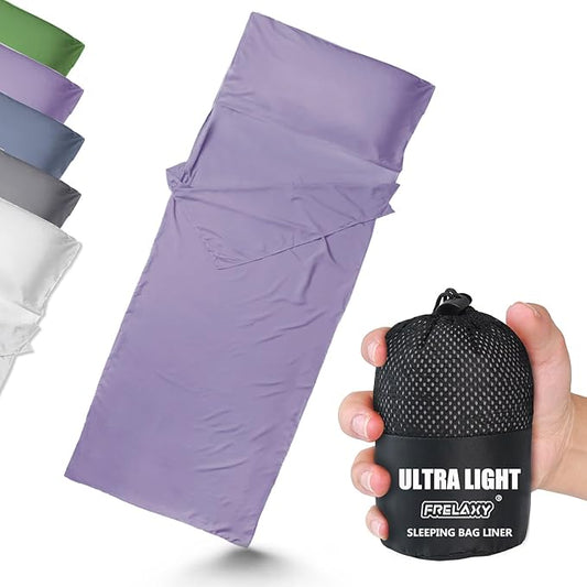 Frelaxy Ultralight Sleeping Bag Liner - Lighter & Compact, 3 Sizes Travel Sheets & Adult Sleep Sack, Comfy Breathable & Cooling & Silky Soft, Quick-Drying, for Backpacking, Hotel, Camping, Hostels
