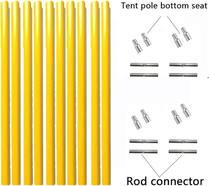DIY Tent Pole, Replacement Tent Pole, Greenhouse Hoops ，Telescopic Rod，Long Approximately 52ft, Diameter - 6.5mm，36 pake, for Hiking Camping Backpacking Tent