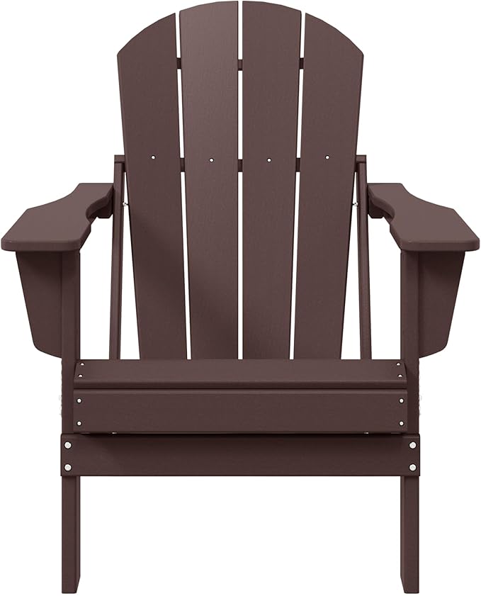 WestinTrends Malibu HDPE Outdoor Patio Folding Poly Adirondack Chair, Dark Brown