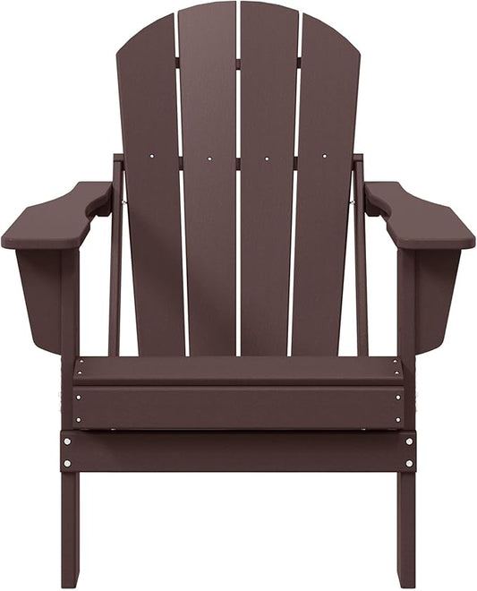 WestinTrends Malibu HDPE Outdoor Patio Folding Poly Adirondack Chair, Dark Brown