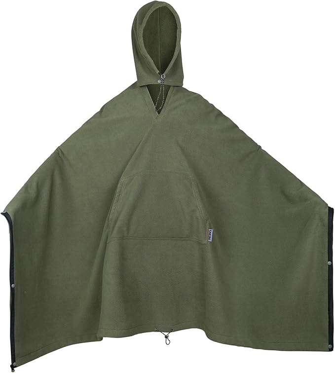 Outdoor Camping Blanket, Poncho Wearable Pocket Blankets, 74.5 in * 63 in, Warm, Comfy, Durable & Portable, Machine Washable, for Stadium, Concerts, Car Travel, Sports, Hiking, Sofa. (Green)