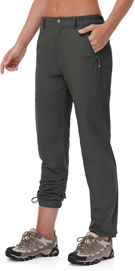 TBMPOY Women's Lightweight Hiking Pants Water Resistant Quick Dry Travel Work Outdoor Fishing Pants Zipper Pockets