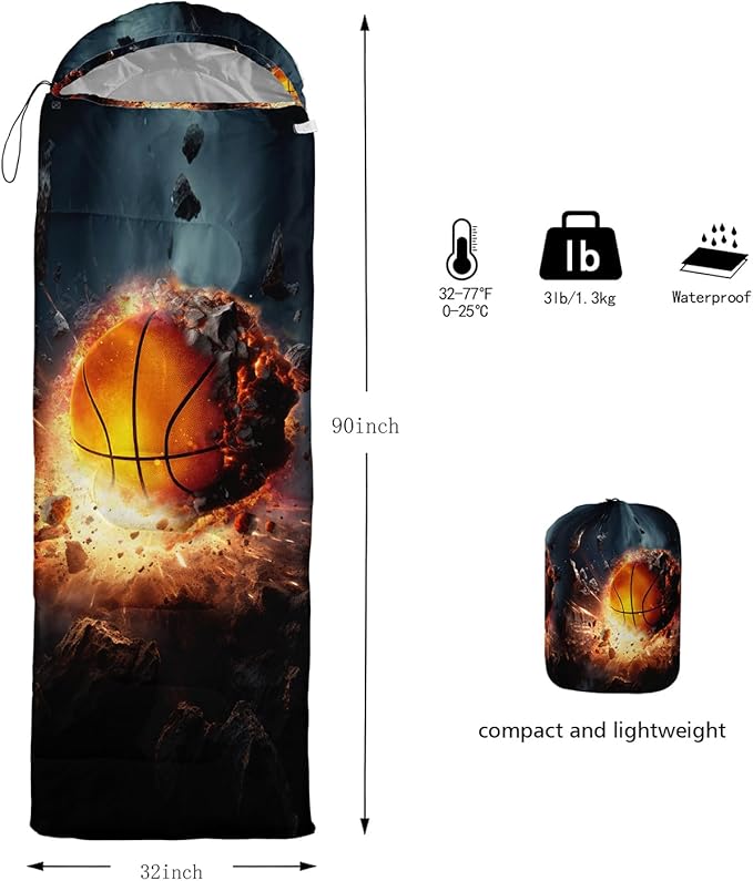 HOSIMA Dear Hunting Pattern Cold Weather Sleeping Bags for Adults,Black Light Weight Sleeping Bags for Kids Adults,WaterProof Sleeping Bags for Outdoors Hiking.