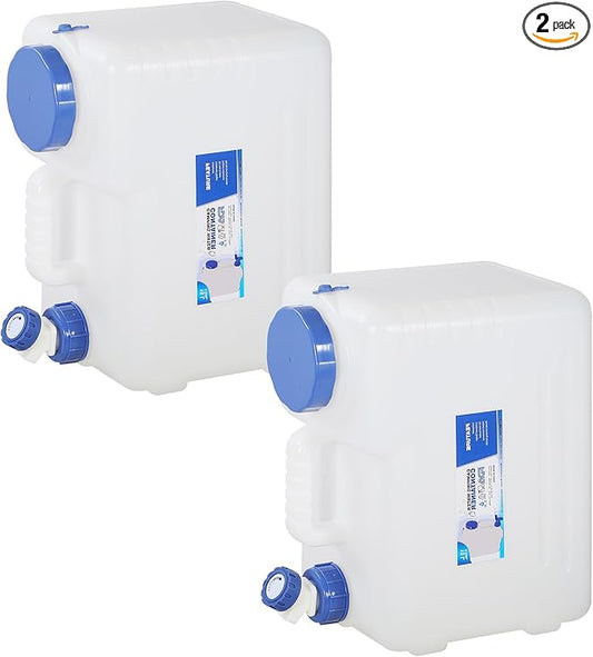 REDCAMP 3.9 Gallon/15L Portable Water Container with Spigot,Camping Water Jug,Camping Water Container, Large Water Tank,Portable Emergency Water Storage for Camping,Hiking,Hurricane Supplies, 2 Pack