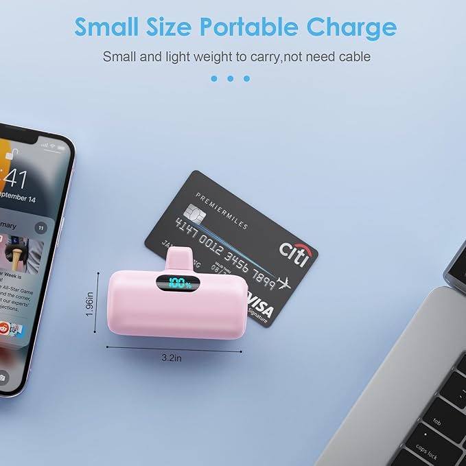 Small Portable Charger for iPhone,Upgraded 5000mAh PD Fast Charging Power Bank,Mini Battery Pack Backup Charger Compatible with iPhone 14/14 Pro Max/13/13 Pro/12 Pro/11/XS/XR/X/8/7/6 etc-Pink