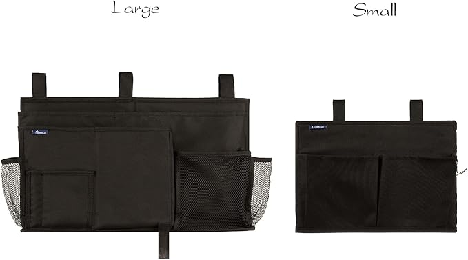 Surblue Caddy Hanging Organizer Bedside Storage Bag for Bunk and Hospital Beds, Black, Small