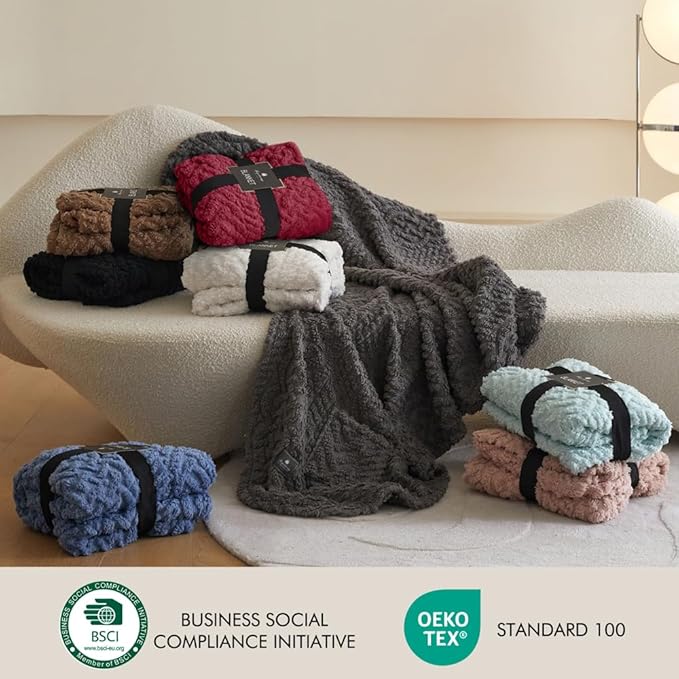 Royoliving Fuzzy Sherpa Wearable Fleece Blanket with Pockets for Adults, Ultra Soft Plush Shawl Throw Blankets (Grey, 58'' x 64'')