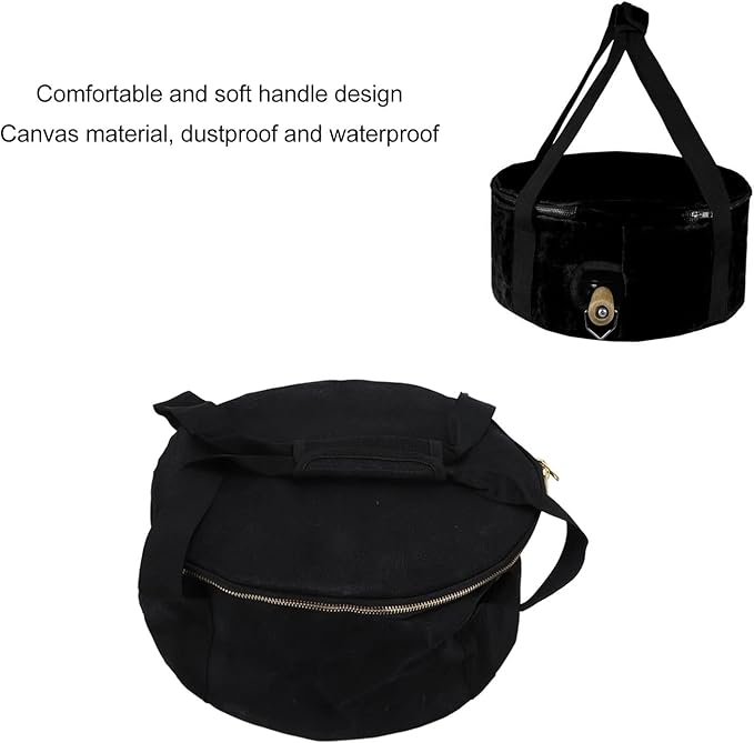 Pans Storage Bag, Dustproof Canvas Zipper Cooker Frying Pan Tableware Storage Bag Organizer with Strap for Outdoor Camping Hiking