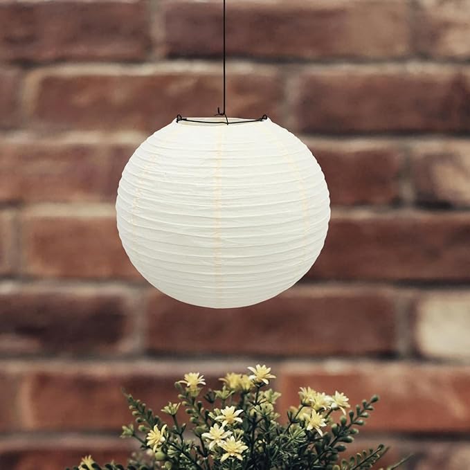 Japanese Style Paper Lamp Shade 11.81 Inch Round White Lantern Chic Ceiling Light Cover for Home Decor Light Shade Easy to Install