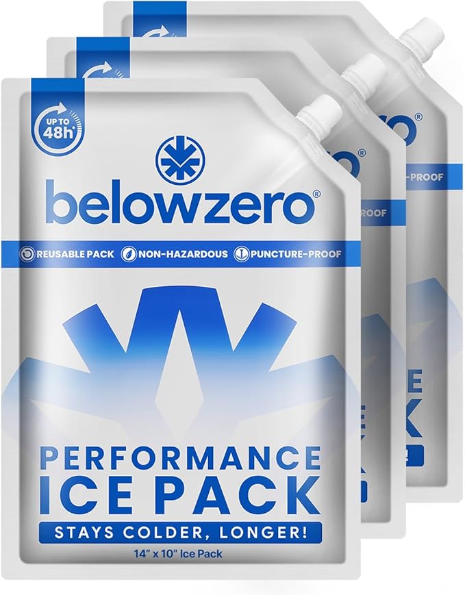 Below Zero Reusable Ice Packs for Coolers – Long Lasting Cooler Ice Pack Blocks, Leak-Proof Freezer Packs for Camping, Lunch Boxes & Travel