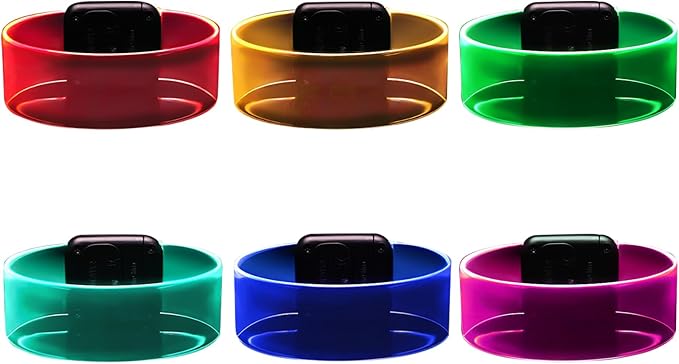 Yowivon 6 Pack Led Light Up Bracelets for Women Men Glow in the Dark Party Supplies Neon Rave Accessories Cool Halloween Birthday Party Favors