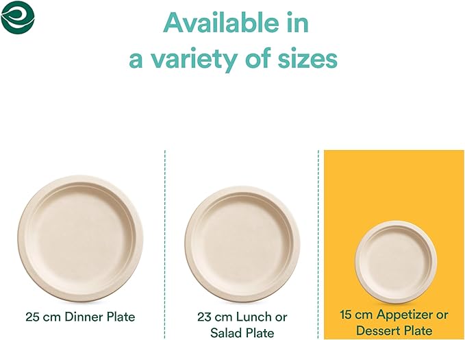 ECO SOUL 100% Compostable 6 Inch Small Paper Plates 400 [4x100 Pc] Disposable Bulk Party Heavy Duty, Eco-Friendly, Appetizer, Dessert, Wedding Plates I Biodegradable Unbleached Sugarcane Eco Plates