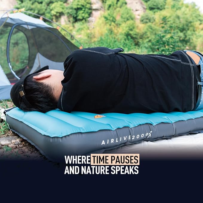ZOOOBELIVES 3D Wrapping Inflatable Camping Sleeping Pad with Built-in Pump, Extra Thick and Wide, Ultimate Comfortable Compact Camp Air Mat for Tent, Car Traveling and Backpacking - Airlive2000X