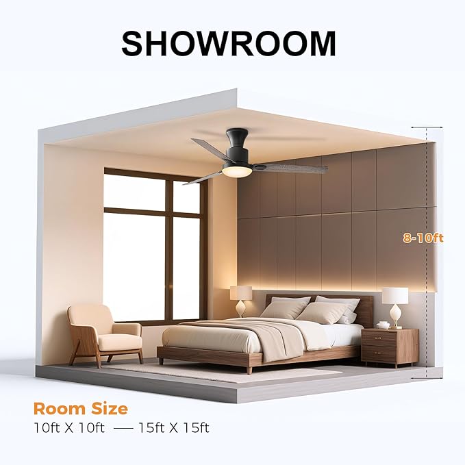 Obabala 60" Ceiling Fan with Remote, LED Light, Reversible Silent DC Motor, 6 Speeds, Large Modern Ceiling Fan for Outdoor Patio, Spacious Bedroom