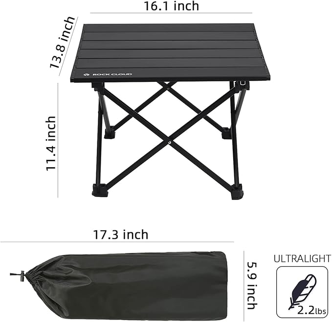 ROCK CLOUD Portable Camping Table Ultralight Aluminum Camp Table Folding Beach Table for Camping Hiking Backpacking Outdoor Picnic