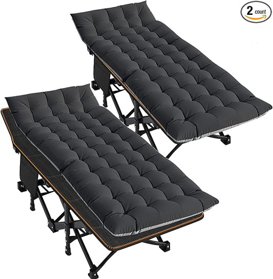 LILYPELLE Folding Camping Cot, Extra Wide Heavy Duty Sleeping Cots with Carry Bag, Double Layer Oxford Portable Travel Camp Cots for Home, Office Nap and Outdoor Beach