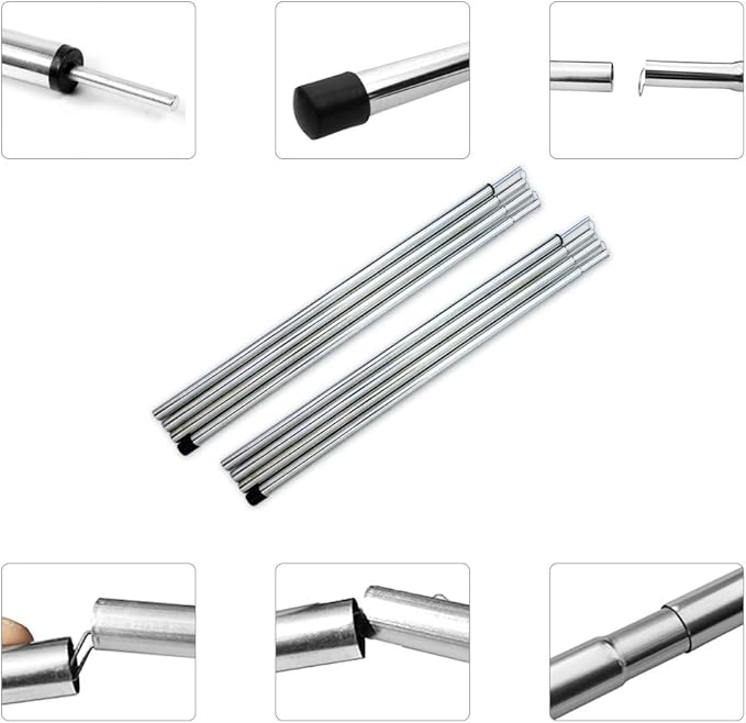Replacement Tent Poles - Set of 2, Adjustable Rods for Camping Tarps, Shelters, Hiking, Backpacking, Portable Tent Poles Rods -Silver