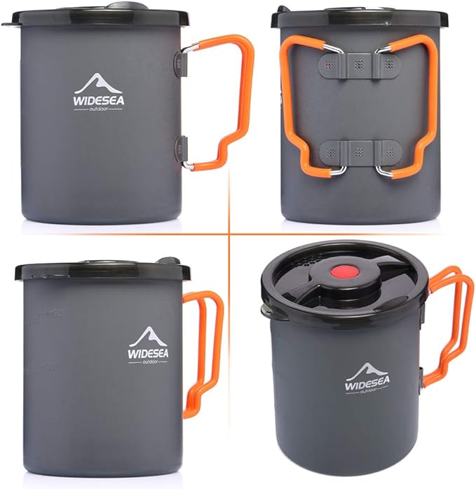 widesea Camping Coffee Pot 750ML, French Press Coffee Maker,Lightweight Backpacking Pot with Collapsible Handle For Camping,Hiking,Fire Cooking
