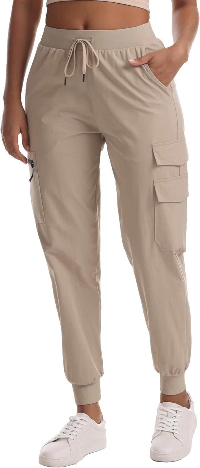 Women's Lightweight Hiking Joggers with Pockets - Water Resistant Cargo Pants for Outdoor Workouts Camping