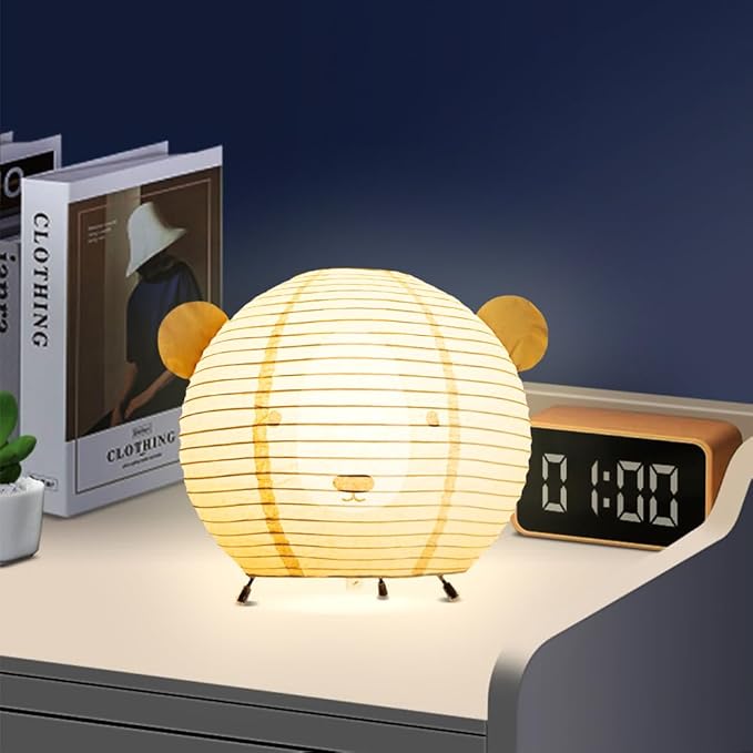 YY YEARCHY Table Lamp Paper Lamp Standing Lamps with Rice Paper Shade for Bedroom Livingroom(Brown Bear)