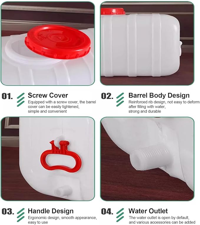 Plastic Water Tank 25L/35L/50L/80L/110L/200L Water Container，Rain Water Tank，Food-Grade Rectangular Thickened Water Tower with Faucet for Household Water Storage(Size:50L)