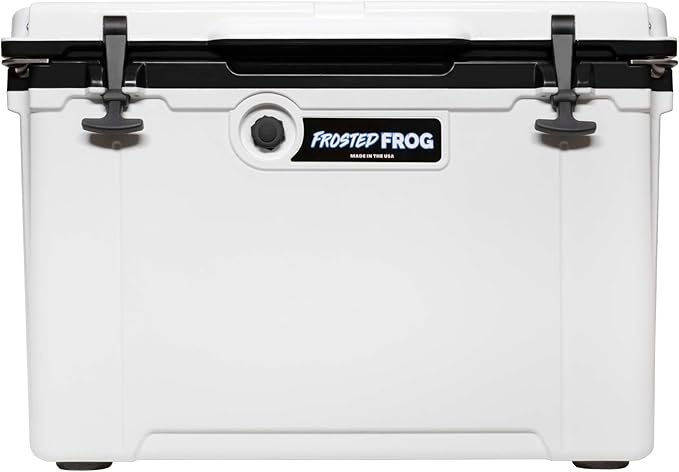 Made in USA Frosted Frog Hyper-Light 54 Quart Hard Cooler Insulated Portable Ice Chest Box for Beach, Beverages, Camping, Fishing, Boat, Barbecue, 30% Lighter Than Rotomolded Coolers