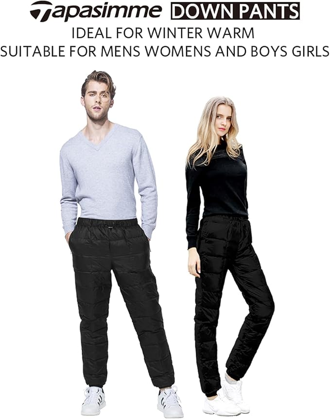 Men's Winter Warm Loose Utility Down Pants Sassy High Waisted Nylon Compression Snow Trousers