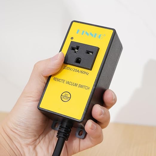 220V Automatic Remote Vacuum Switch, KTNNKG Wireless Outlet for High Power Dust Collector Tools, 5s/10s Delay Off Autoswitch,20A/60Hz/3600W