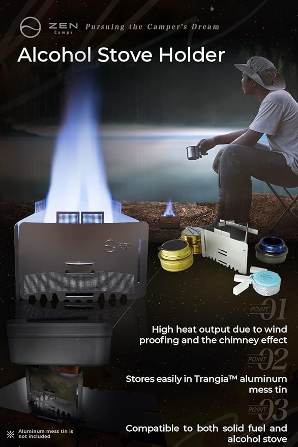 Ultralight Folding Stainless Steel Pot Stand with Tray Windscreen for Alcohol or Solid Fuel Stoves for camping